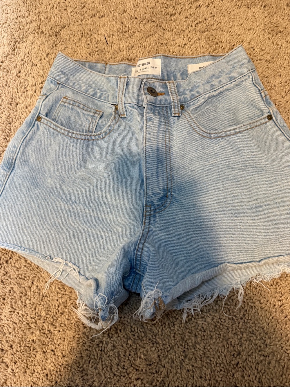Cotton On Light Blue High-Rise Denim Shorts